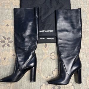 Saint Laurent YSL Leather knee-high heeled boots size 38